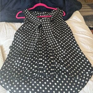 White House Black Market Black and White Polka Dot Blouse
